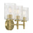 Millennium Solventa 3Lt Bathroom Vanity Light, Brass/Clear Ribbed
