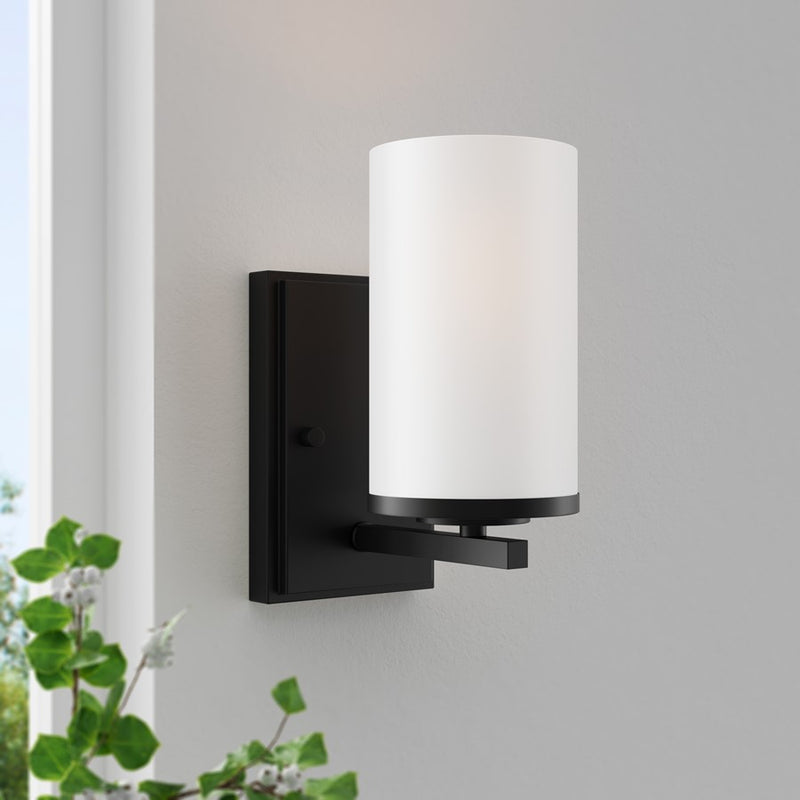 Millennium Verlana 8.75" High 1Lt Wall Sconce, Black/Etched White