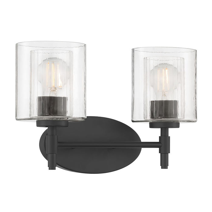 Millennium Solventa 2Lt Bathroom Vanity Light, Black/Clear Ribbed - 270202-MB