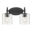 Millennium Solventa 2Lt Bathroom Vanity Light, Black/Clear Ribbed