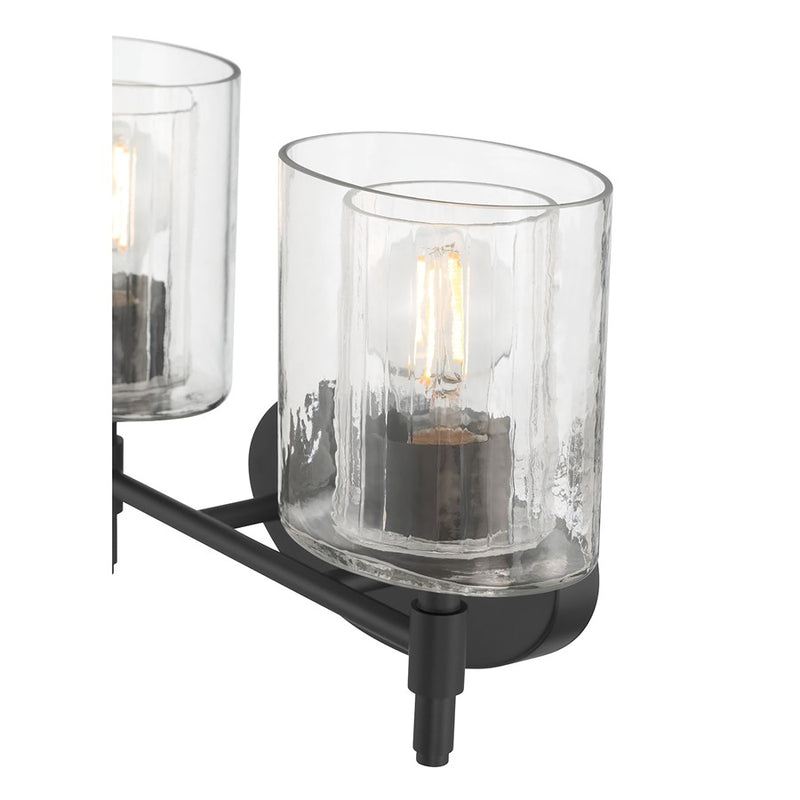 Millennium Solventa 2Lt Bathroom Vanity Light, Black/Clear Ribbed