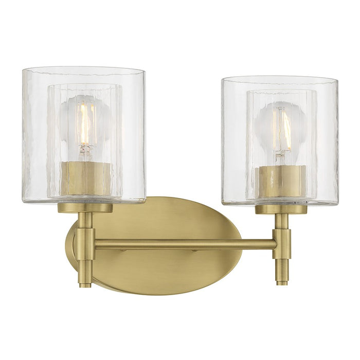 Millennium Solventa 2Lt Bathroom Vanity Light, Brass/Clear Ribbed - 270202-VB