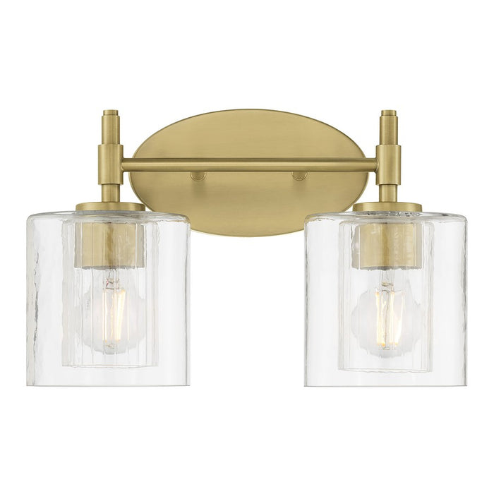 Millennium Solventa 2Lt Bathroom Vanity Light, Brass/Clear Ribbed