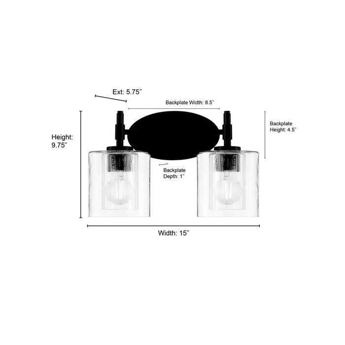 Millennium Solventa 2Lt Bathroom Vanity Light, Brass/Clear Ribbed