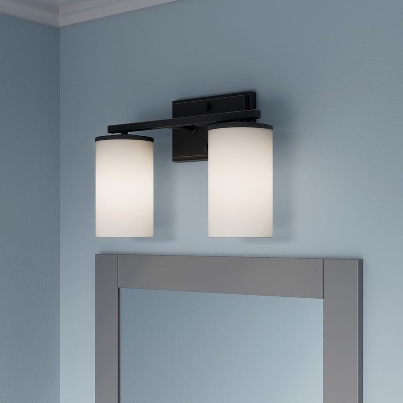 Millennium Lighting Verlana 14" 2Lt Vanity, Matte Black/Etched White