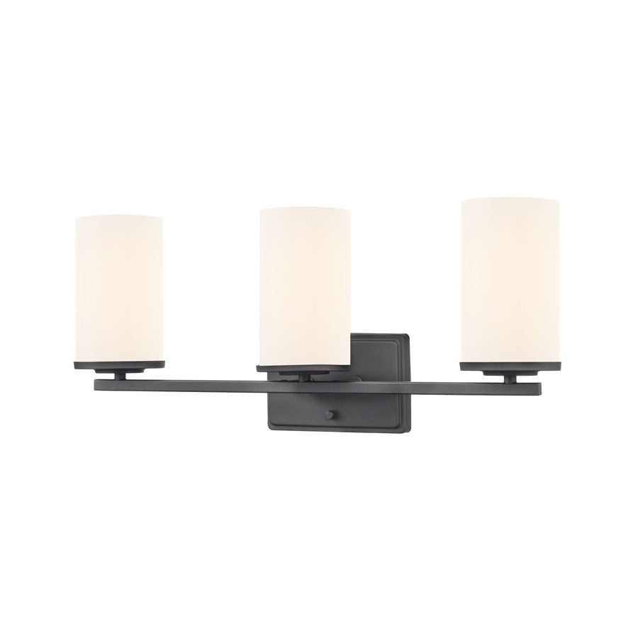 Millennium Lighting Verlana 22" 3Lt Vanity, Matte Black/Etched White - 2703WG-MB