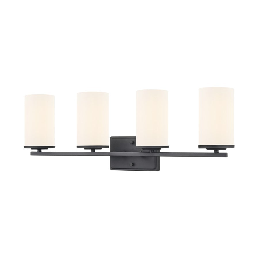 Millennium Lighting Verlana 27.75" 4Lt Vanity, Black/Etched White - 2704WG-MB