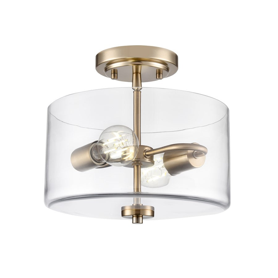 Millennium Lighting Verlana 2Lt 11" Semi-Flush, Modern Gold/Clear - 2710-MG