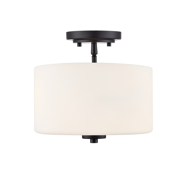Millennium Verlana 22" 2Lt Semi-Flush Mount, Black/Etched Opal