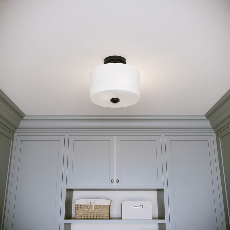 Millennium Verlana 22" 2Lt Semi-Flush Mount, Black/Etched Opal