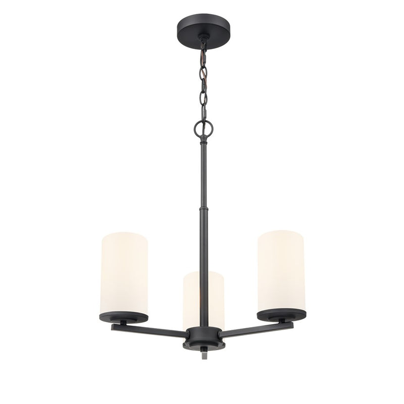 Millennium Lighting Verlana 19" 3Lt Chandelier, Black/Etched White - 2713WG-MB