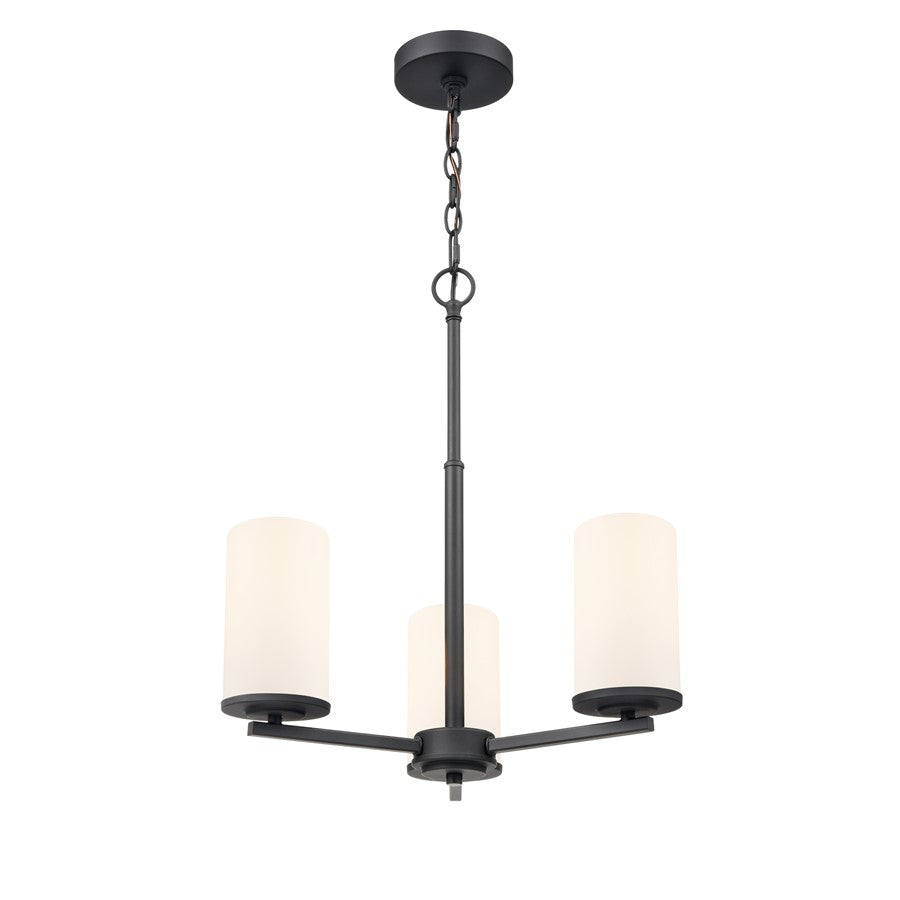 Millennium Lighting Verlana 19" 3Lt Chandelier, Black/Etched White - 2713WG-MB