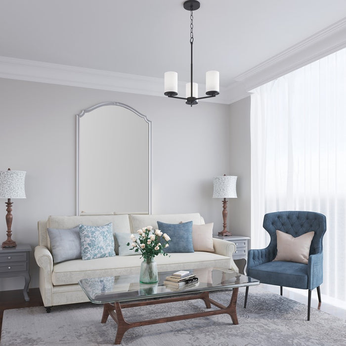 Millennium Lighting Verlana 19" 3Lt Chandelier, Black/Etched White