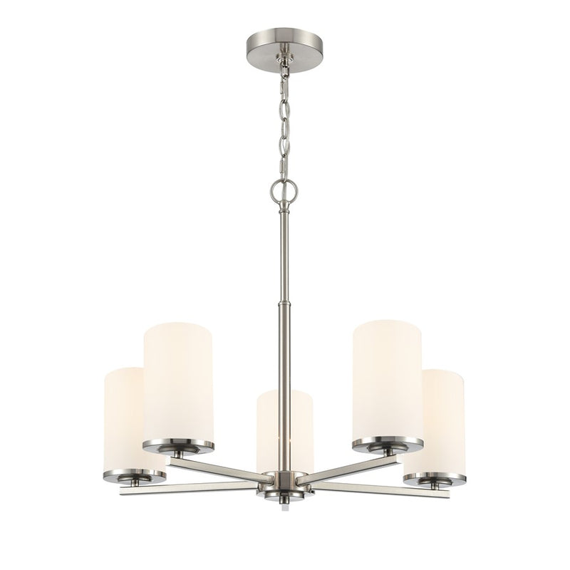 Millennium Lighting Verlana 24" 5Lt Chandelier, Nickel/Etched White - 2715WG-BN