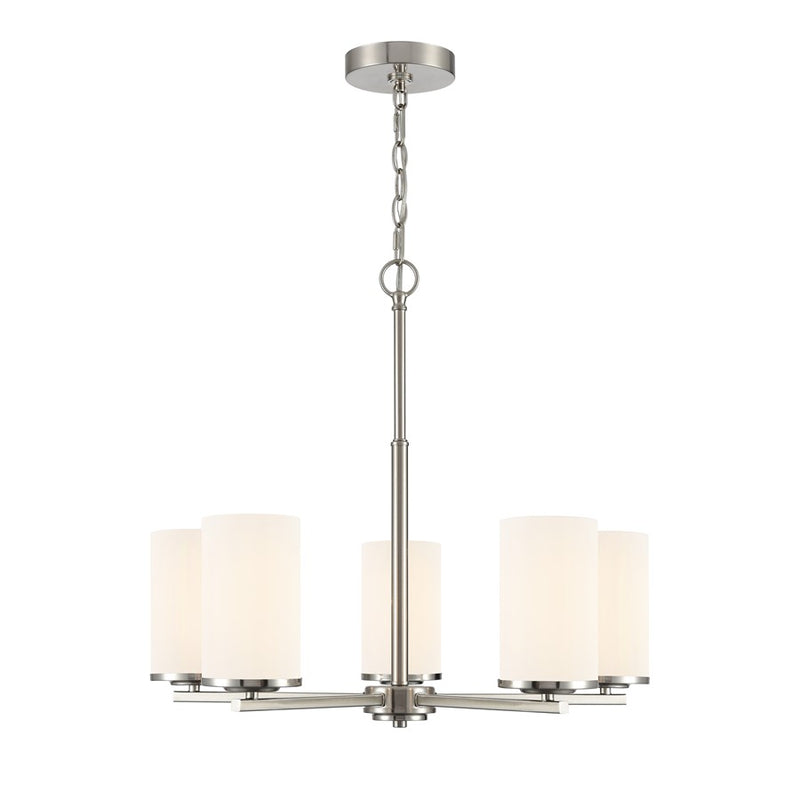 Millennium Lighting Verlana 24" 5Lt Chandelier, Nickel/Etched White