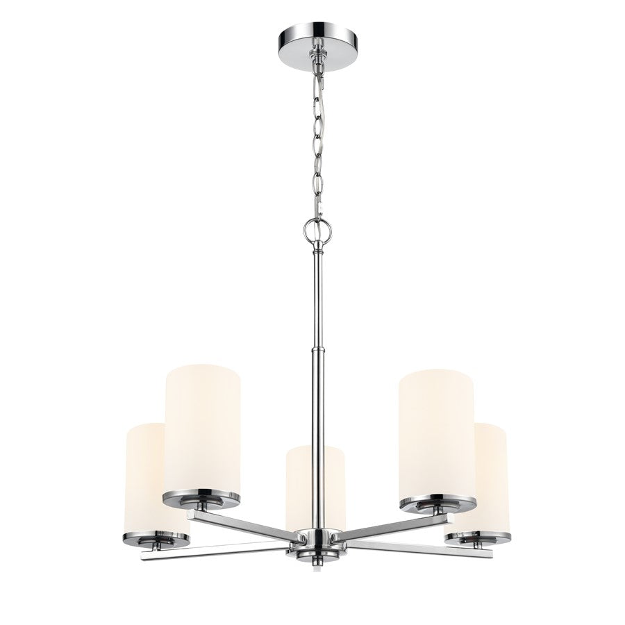 Millennium Lighting Verlana 24" 5Lt Chandelier, Chrome/Etched White - 2715WG-CH