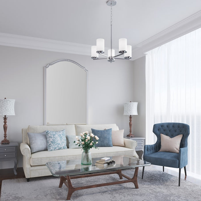 Millennium Lighting Verlana 24" 5Lt Chandelier, Chrome/Etched White