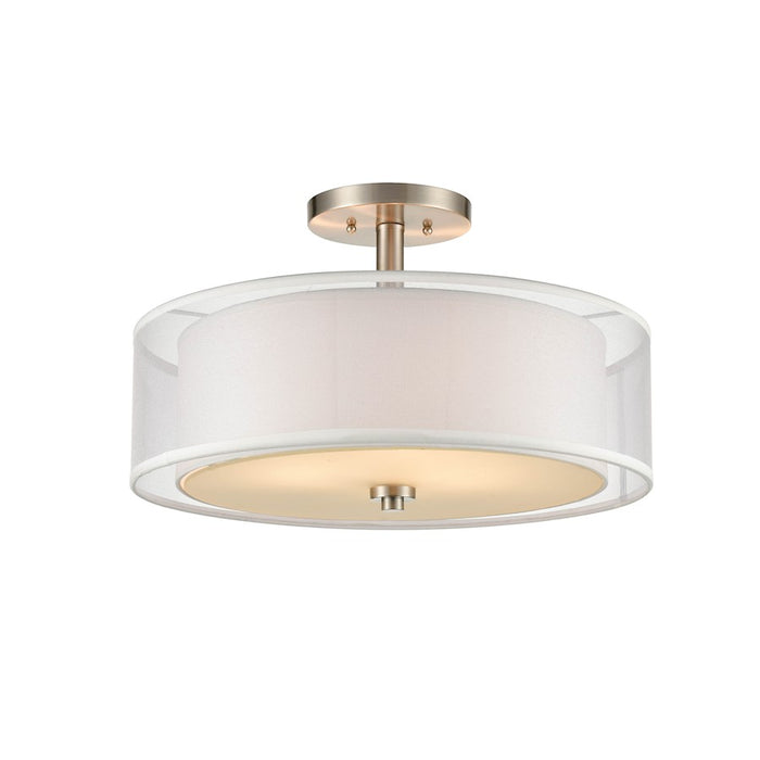 Millennium Lighting 3 Light Semi-Flush Mount, Nickel/Etched White