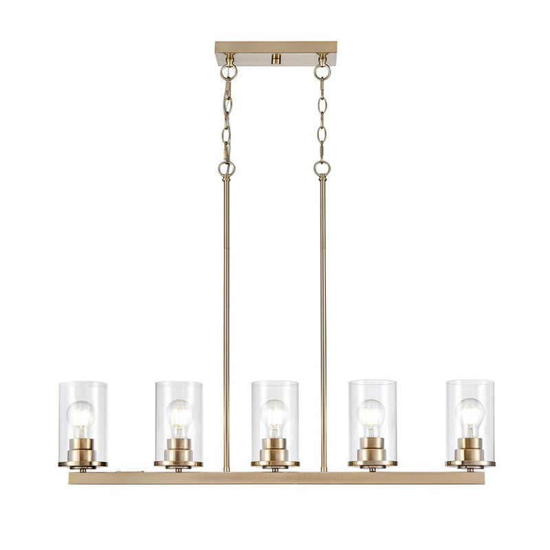 Millennium Lighting Verlana 5Lt 35" Island, Modern Gold/Clear