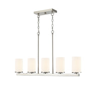 Millennium Verlana 35" 5Lt Linear Chandelier, Nickel/Etched White - 2725WG-BN