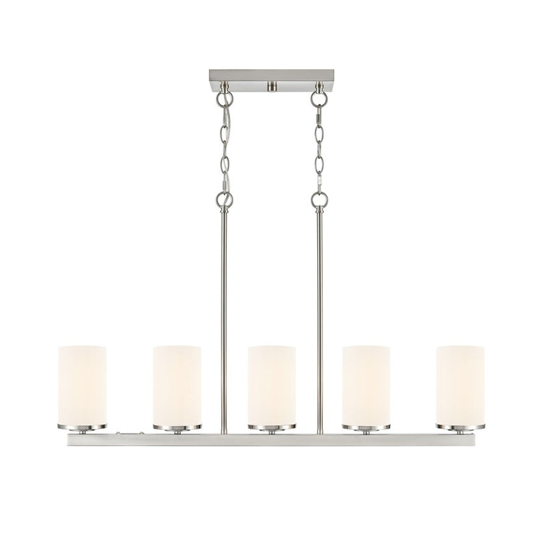 Millennium Verlana 35" 5Lt Linear Chandelier, Nickel/Etched White