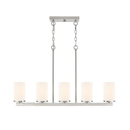 Millennium Verlana 35" 5Lt Linear Chandelier, Nickel/Etched White