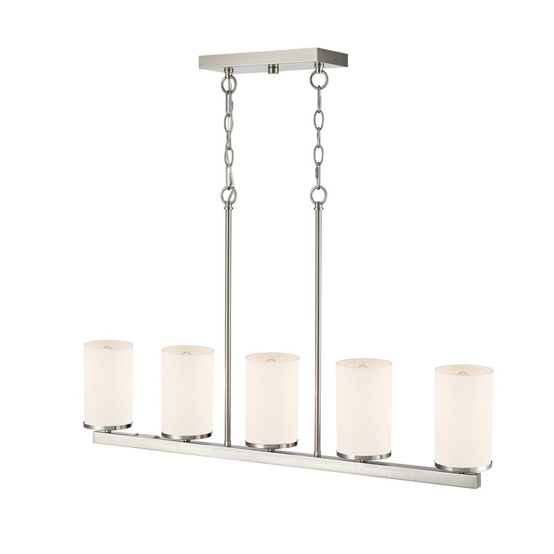 Millennium Verlana 35" 5Lt Linear Chandelier, Nickel/Etched White