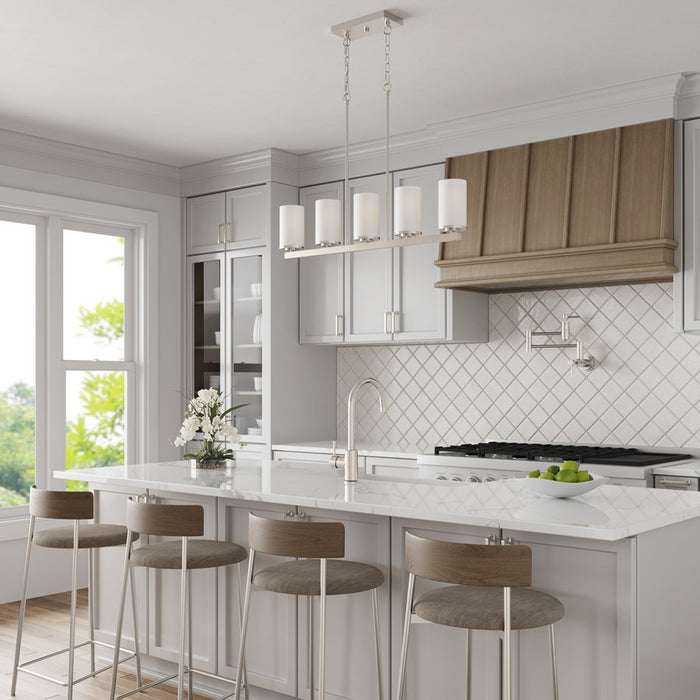 Millennium Verlana 35" 5Lt Linear Chandelier, Nickel/Etched White