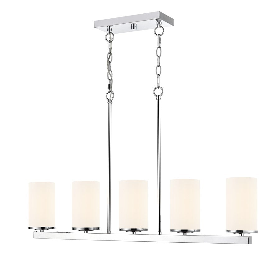 Millennium Verlana 35" 5Lt Linear Chandelier, Chrome/Etched White - 2725WG-CH
