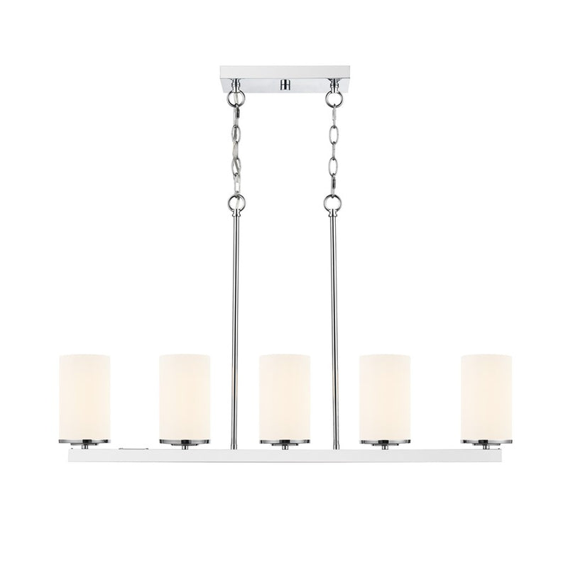Millennium Verlana 35" 5Lt Linear Chandelier, Chrome/Etched White