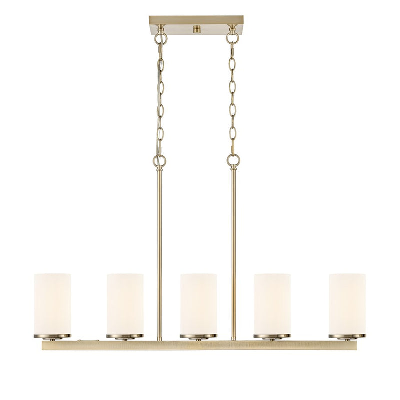 Millennium Verlana 35" 5Lt Linear Chandelier, Gold/Etched White