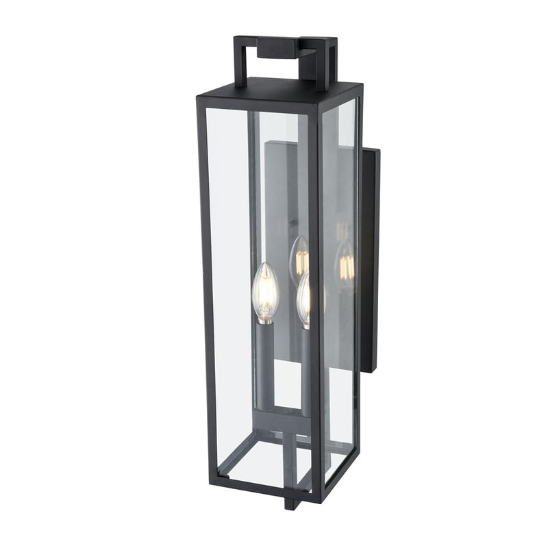 Millennium Lighting Lamont 2Lt Outdoor Wall Sconce, Black/Clear