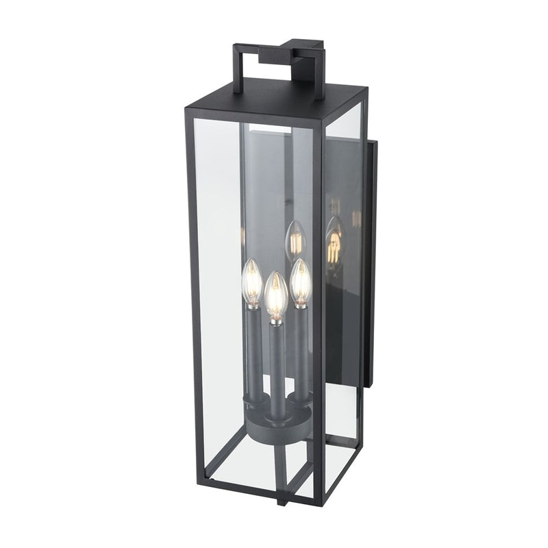 Millennium Lighting Lamont 3Lt Outdoor Wall Sconce, Black/Clear
