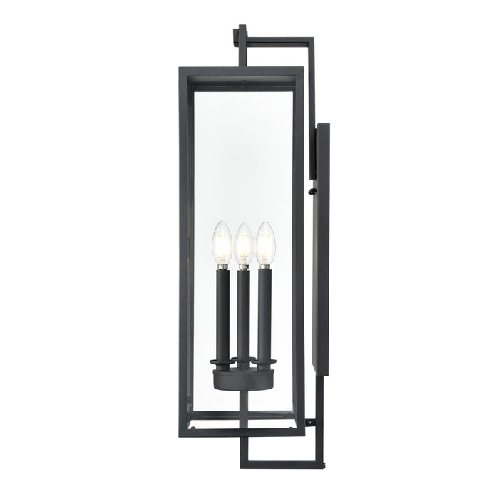 Millennium Lighting Lamont 3Lt Outdoor Wall Sconce, Black/Clear