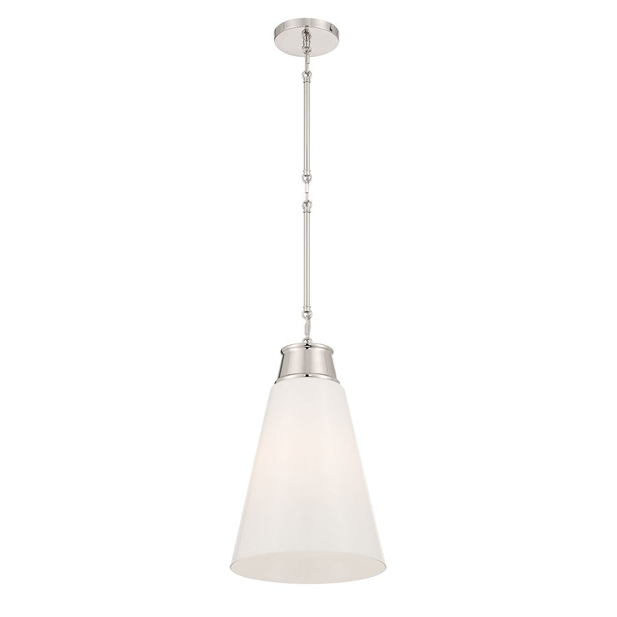 Millennium Lighting Bellaryn 1Lt Pendant, Nickel/Shiny Opal - 280101-PN