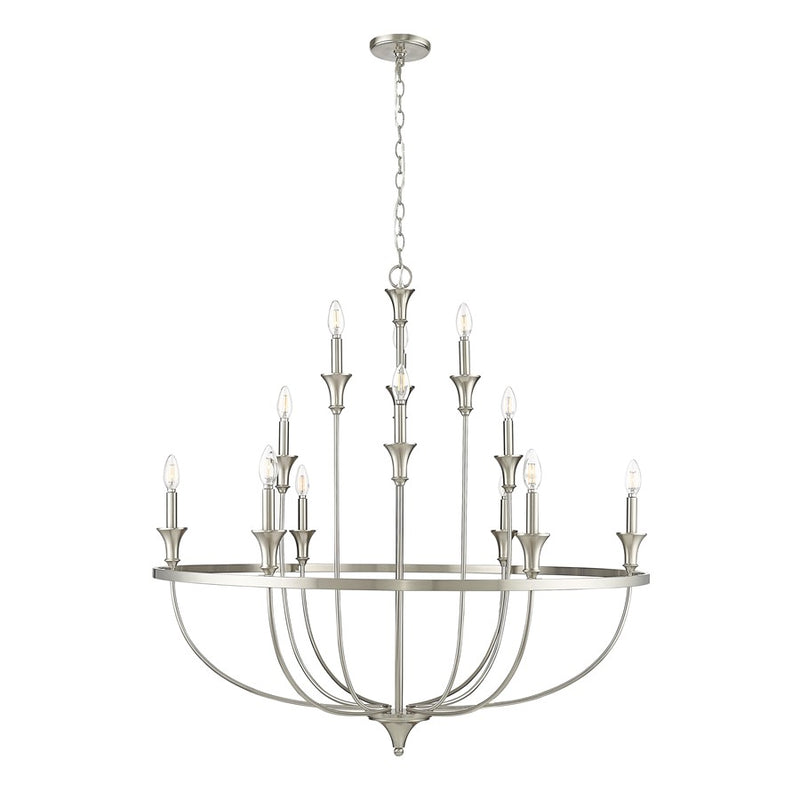 Millennium Lighting Emery 12Lt Chandelier, Brushed Nickel - 28012-BN