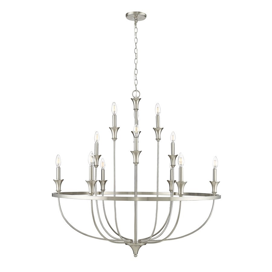 Millennium Lighting Emery 12Lt Chandelier, Brushed Nickel - 28012-BN