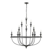 Millennium Lighting Emery 12Lt Chandelier, Black - 28012-MB