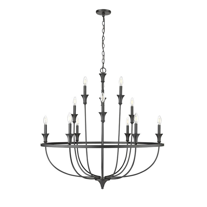Millennium Lighting Emery 12Lt Chandelier, Black - 28012-MB
