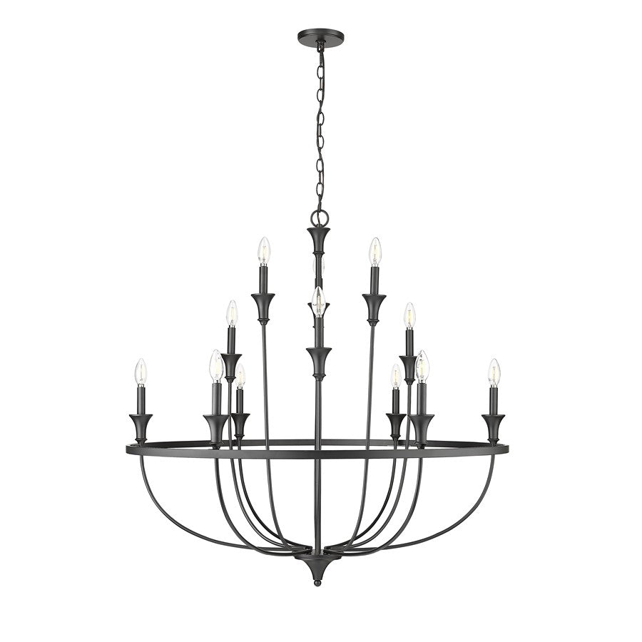 Millennium Lighting Emery 12Lt Chandelier, Black - 28012-MB