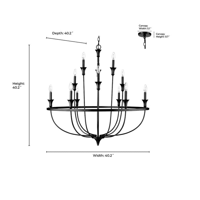 Millennium Lighting Emery 12Lt Chandelier, Black