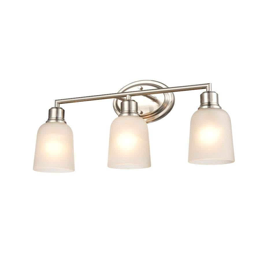 Millennium Lighting Amberle 3-Lt Vanity, Nickel/Frosted White