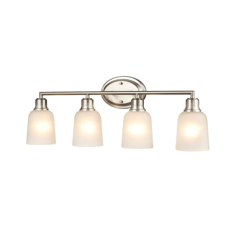 Millennium Lighting Amberle 4 Light Vanity, Nickel/Frosted White