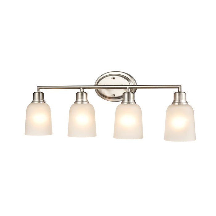 Millennium Lighting Amberle 4 Light Vanity, Nickel/Frosted White