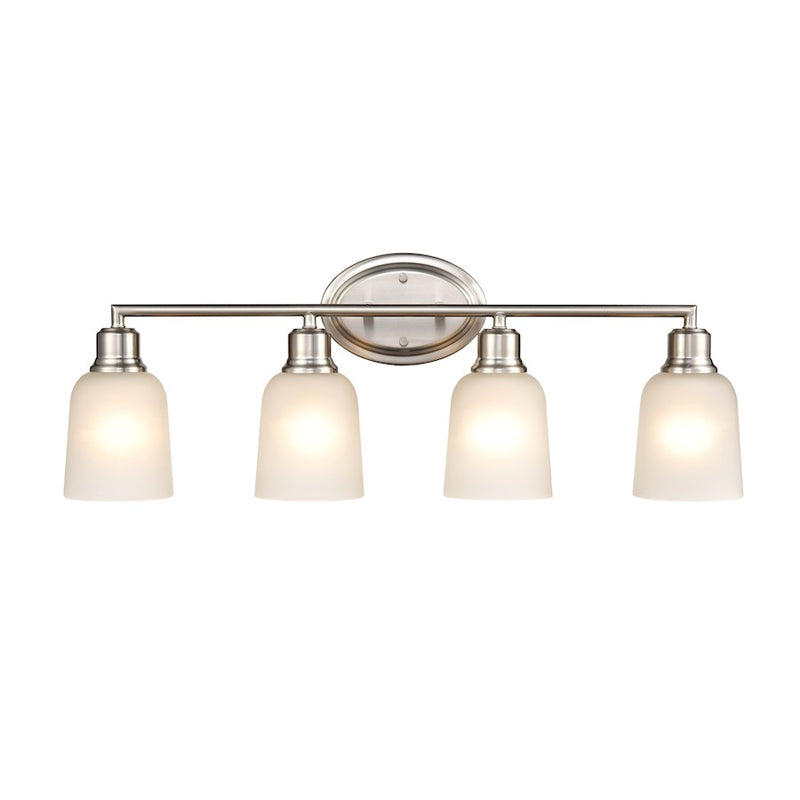 Millennium Lighting Amberle 4 Light Vanity, Nickel/Frosted White