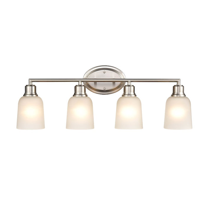 Millennium Lighting Amberle 4 Light Vanity, Nickel/Frosted White