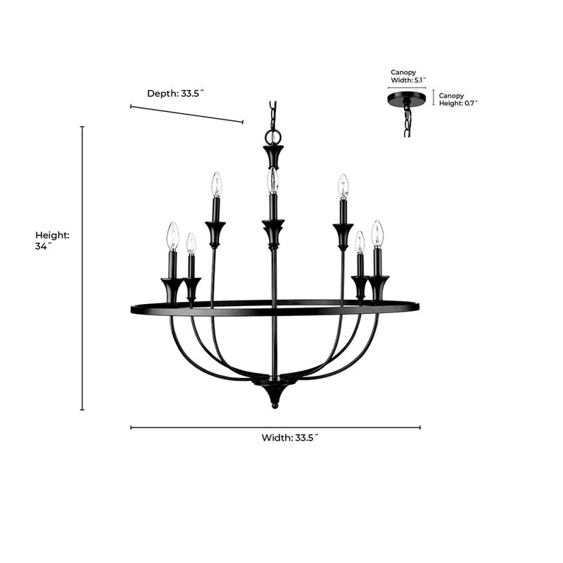 Millennium Lighting Emery 8Lt Chandelier, Brushed Nickel
