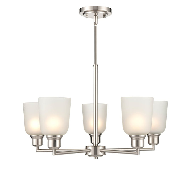 Millennium Lighting Amberle Chandelier, Nickel/Frosted White