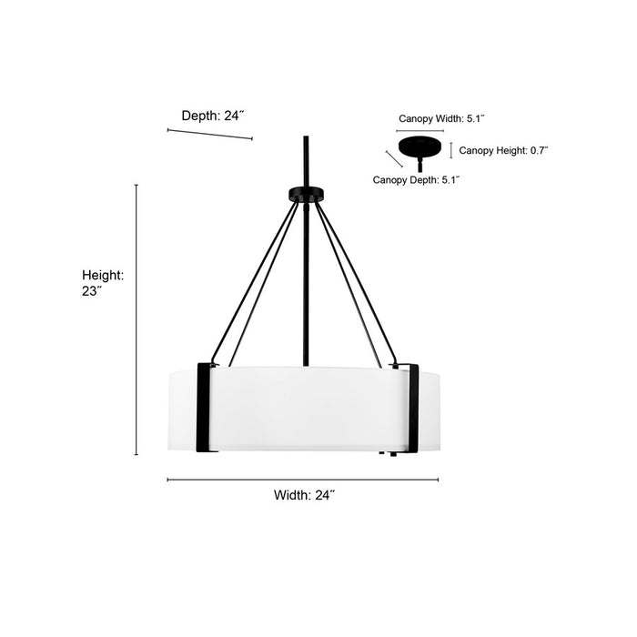 Millennium Lighting Telfar 3Lt Pendant, Black/White