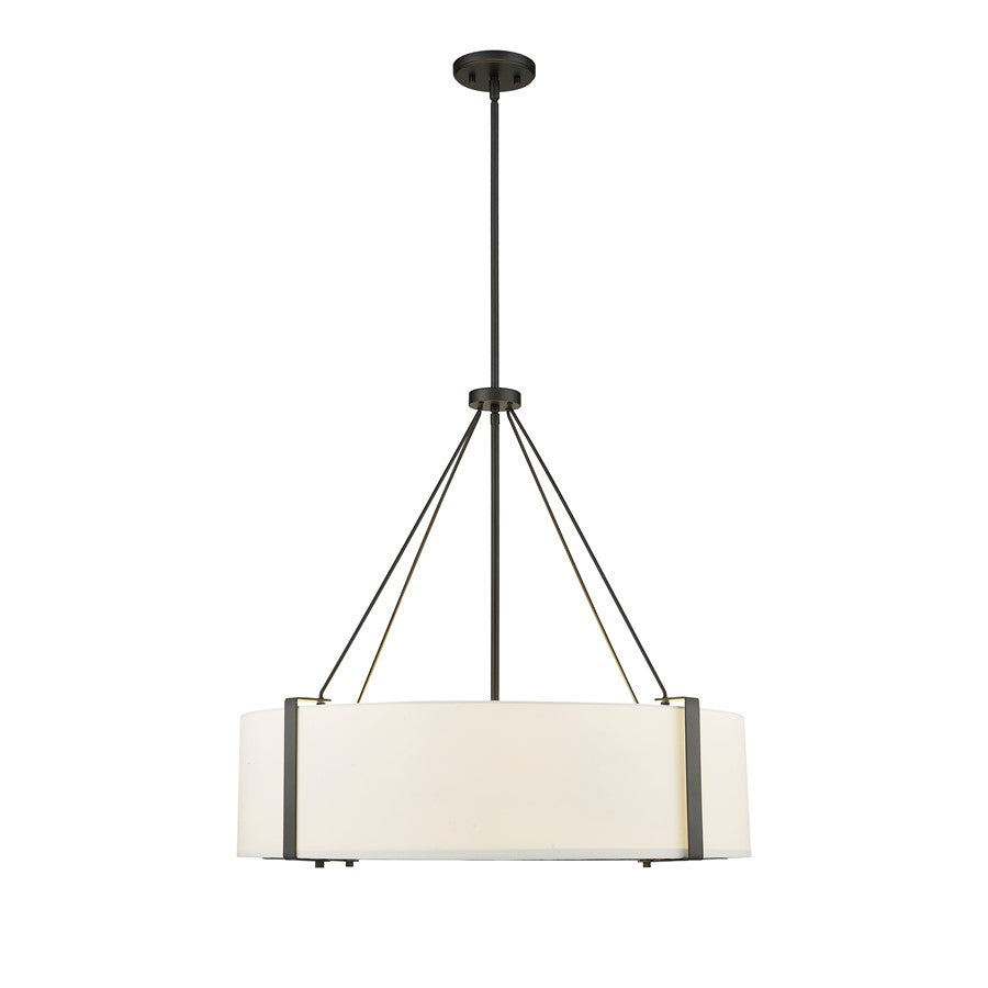 Millennium Lighting Telfar 6Lt Pendant, Black/White - 28206-MB-WH